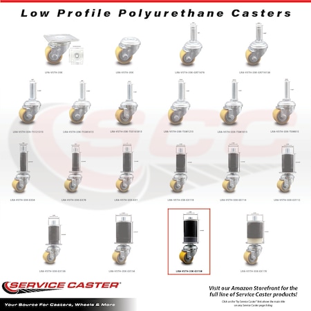Service Caster Low Profile Polyurethane 35mm Wheel 1-5/8 Inch Expanding Stem Caster SCC SCC-EX04S13810-PUB-158